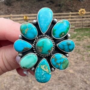P Yazzie Turquoise cluster ring